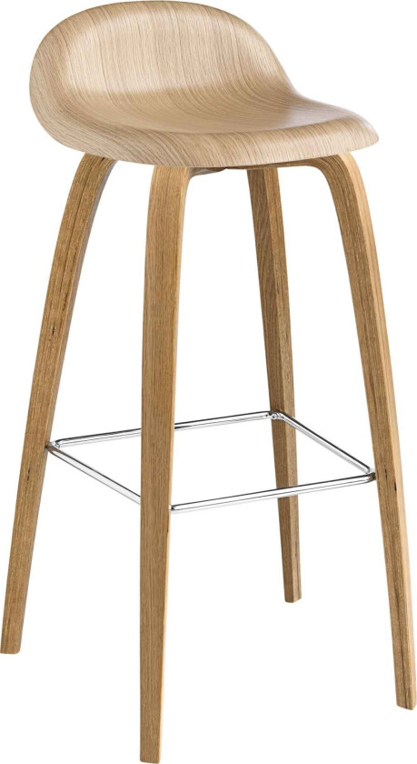 3d Bar Stool, Unupholstered, Wood Base Top - Oak