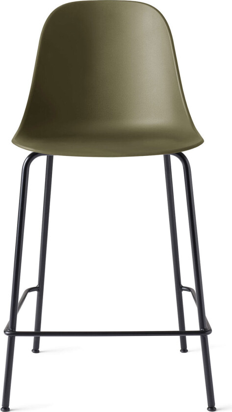 Harbour Counter Side Chair Black Steel Base Shell Olive