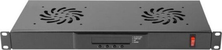 AK-1502-B 19" Fan Unit Ventilation Panel with LCD 2 Fans + Thermostat 230V Black