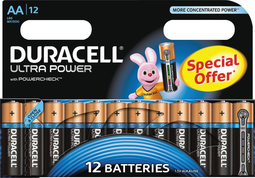 Ultra Power AA Alkaline-batterier 12pk
