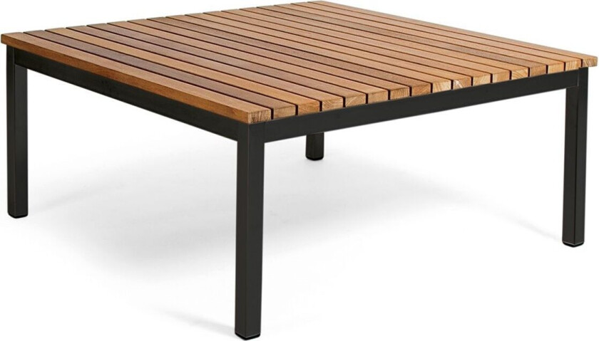 Häringe Lounge Table Small, Black Stainless Steel, Teak Slats