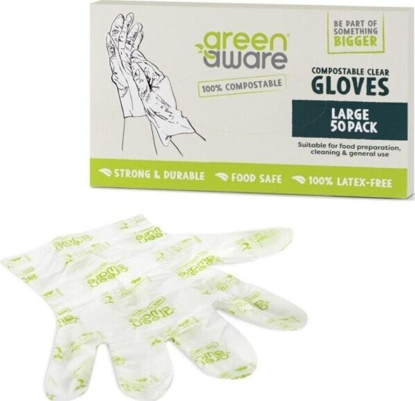 , komposterbare engangshansker, størrelse L, 50 stk.