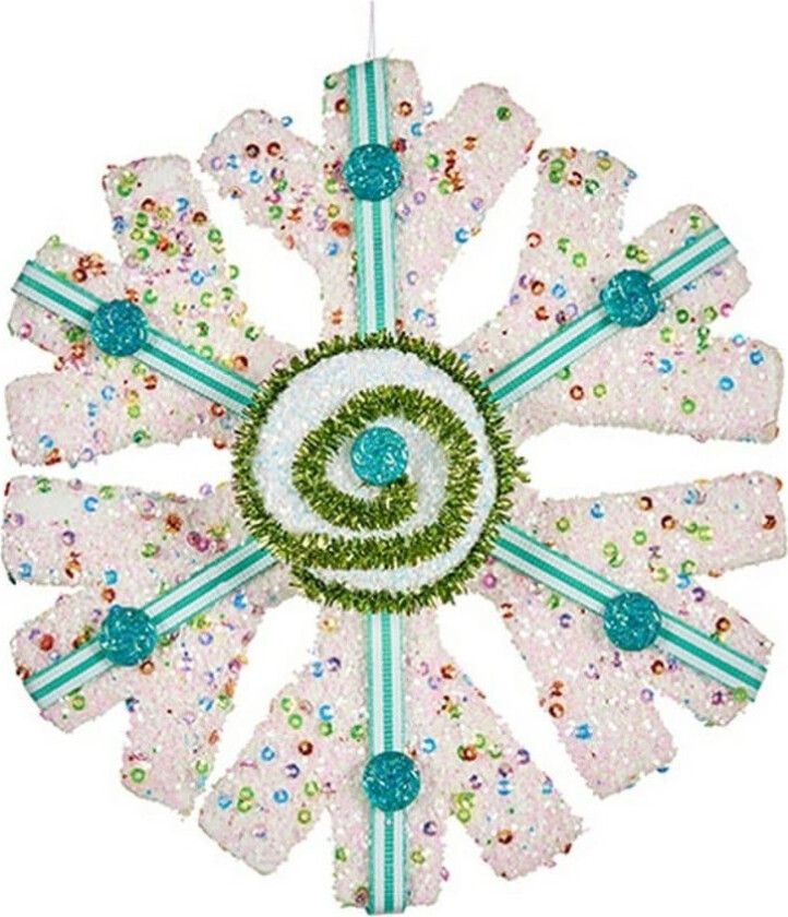 Juletrekule Blå Snøfnugg 17 x 6 x 17 cm Hvit Grønn