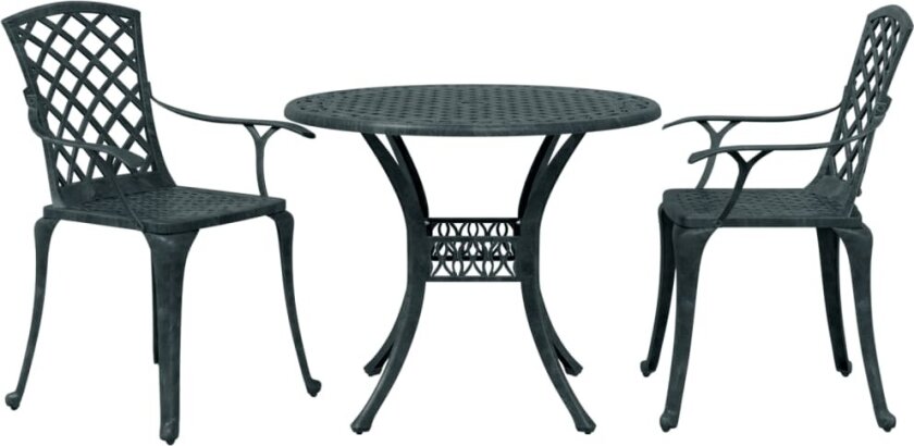 Bistrosett 3 deler grønn støpt aluminium
