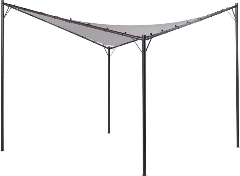 Pergola Grå Polyester Stål 300 x 300 cm Stoffskygge Metallramme Hagepaviljong