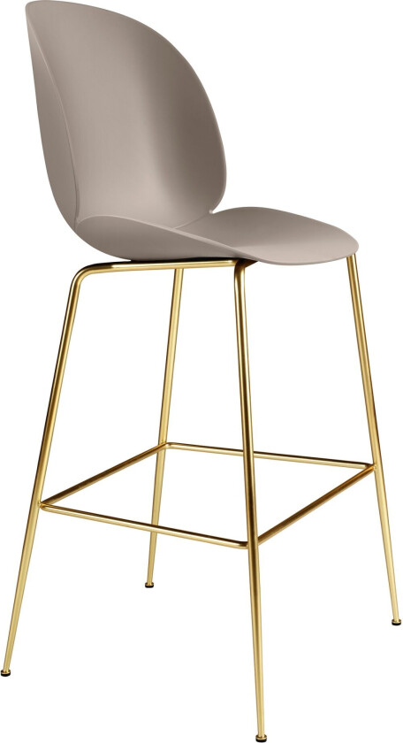 Beetle Bar Chair Un-Upholstered, Conic Base Brass, New Beige Shell,