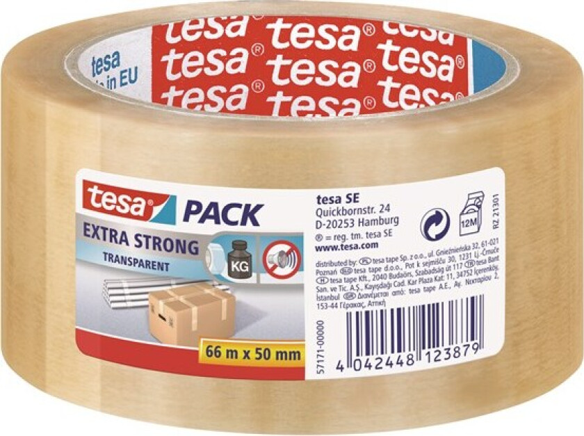 pack Extra Strong Packaging Tape 66m x 50mm Transparent