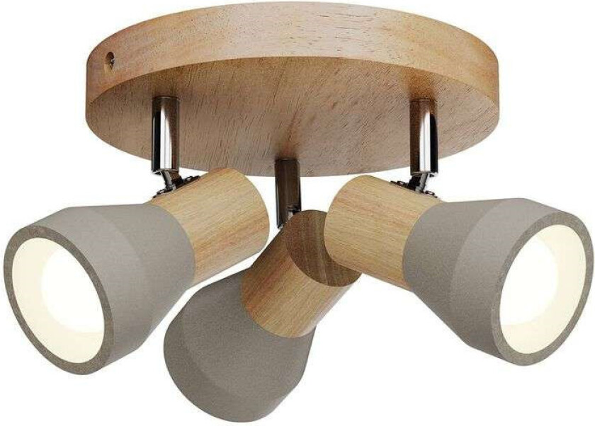 Spotlight Filiz av tre og betong, 3 lyskilder rund