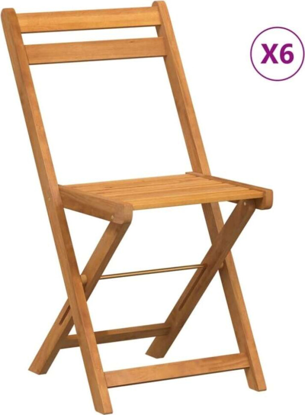 Sammenleggbare bistrostoler 6 stk heltre akasie