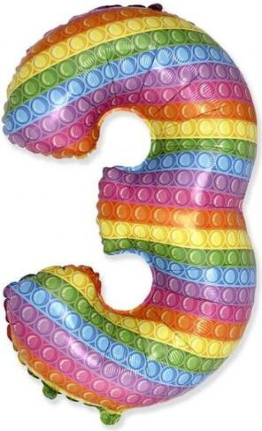 Folieballong Fx "Nummer 3" Pop It 69 Cm