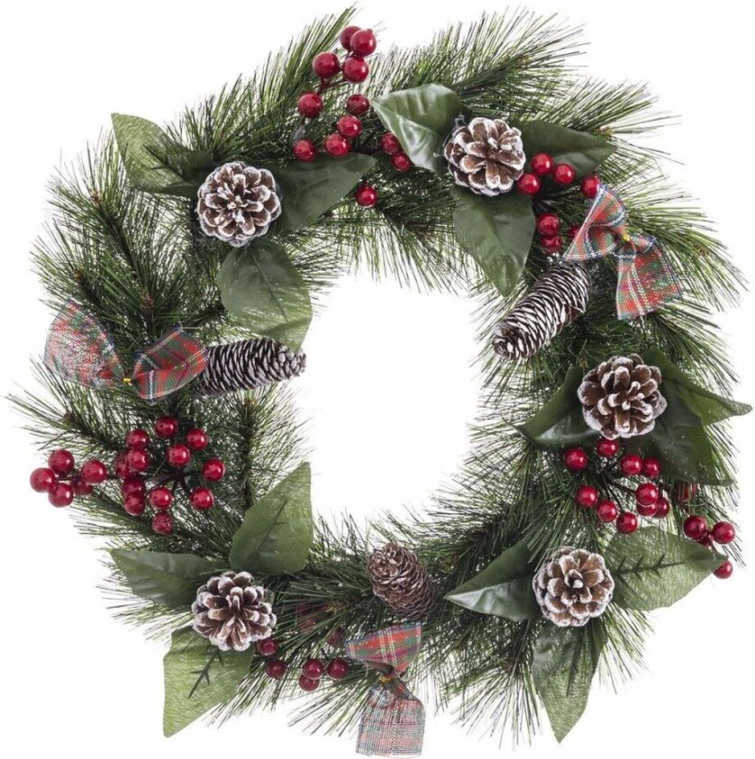 Julekrans Hvit Rød Grønn Naturlig PVC 40 cm