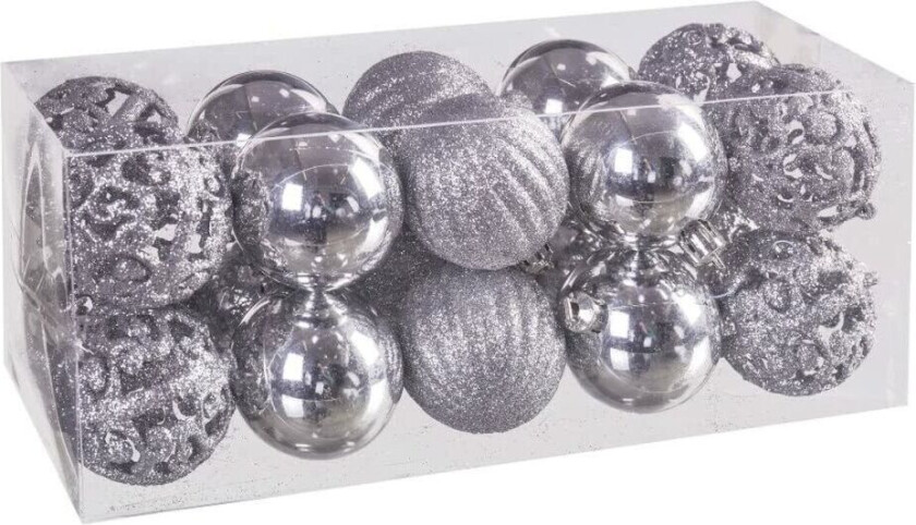 Juletrekuler Sølvfarget plast 5 x 5 x 5 cm (20 tall)