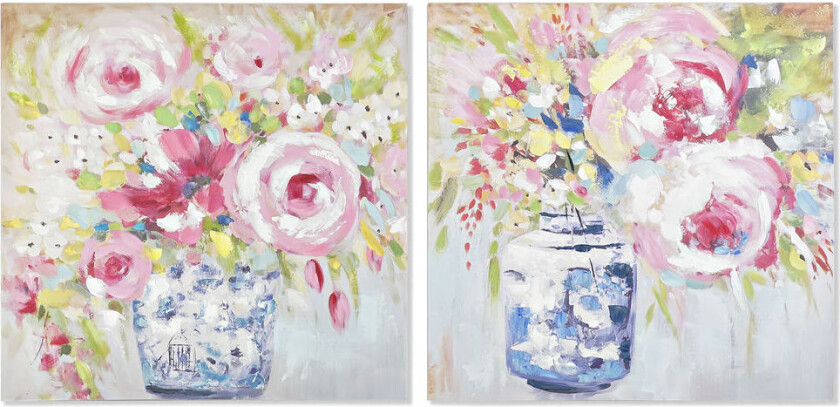 Maleri DKD Home Decor 80 x 3 x 80 cm Vase Tradisjonell (2 kvanta)