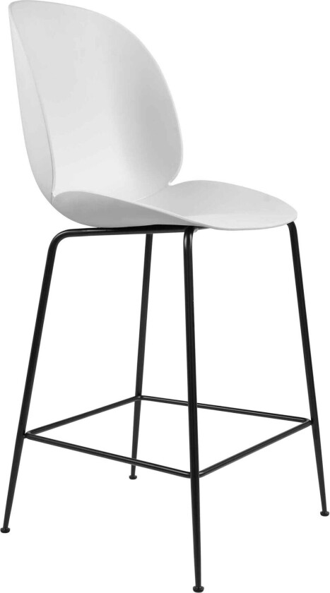 Beetle Counter Chair Un-Upholstered, Conic Base Black, White Shell
