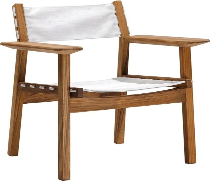 Djurö loungestol Batyline white, teak