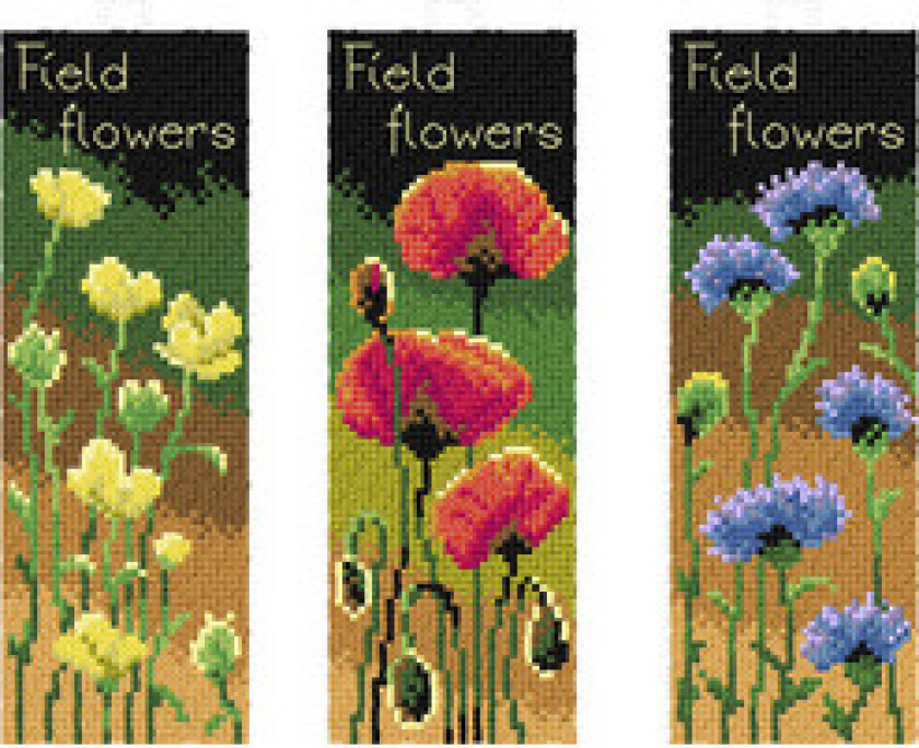 Broderipakke Bokmerker Blomster 3-Pk