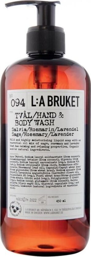 L:a Bruket 094 Hand & Body Wash Sage/Rosemary/Lavender (Størrelse: 450 ML)