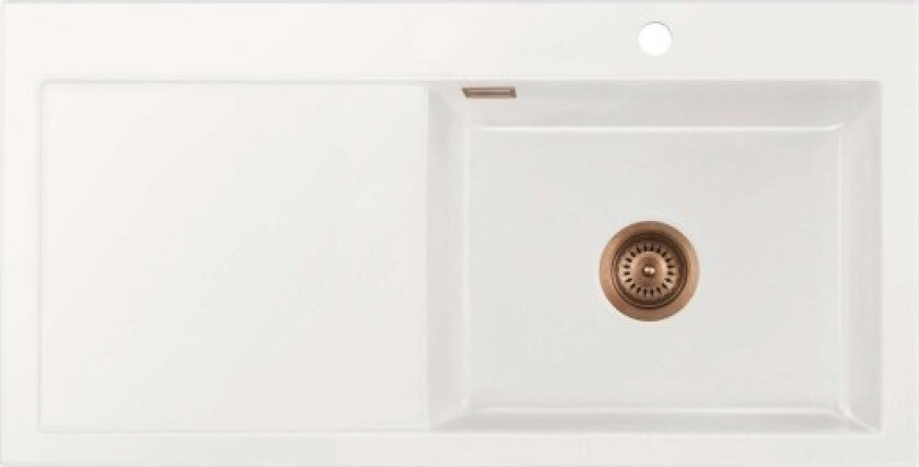 Mera 100SL kjøkkenvask, 97x48 cm, hvit/kobber