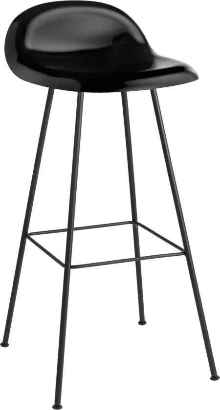 3d Bar Stool, Unupholstered, Center Base, Top - Black Stained Beech