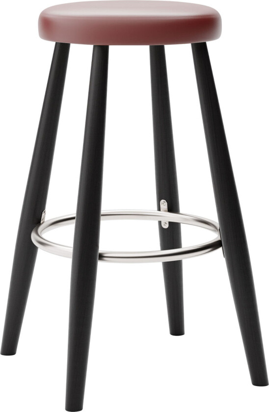 Ch58 Low Stool, Svartlackad Ek, Lädergrupp B Thor - 332