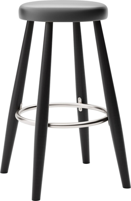 Ch58 Low Stool, Svartlackad Ek, Lädergrupp B Thor - 301