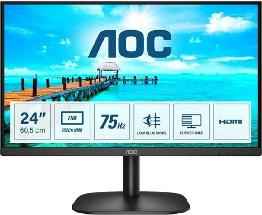 24" AOC 24B2XDM - 1920x1080 - 75Hz - VA - 4 ms - Skjerm