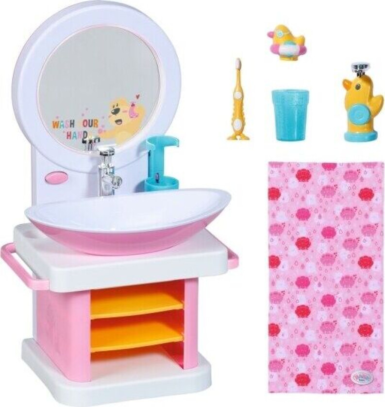Zapf BABY born Bath Hand Wash Basin, Servant til dukke, 3 år, Batterier kreves