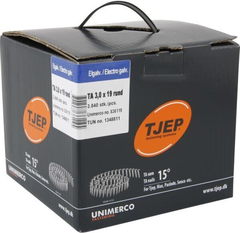 TJEP 836019 Pappspiker rullebåndet, TA 3 x 19 mm, FZV, 3840-pakning