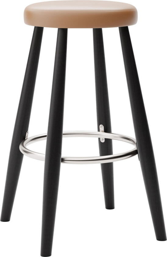 Ch58 Low Stool, Svartlackad Ek, Lädergrupp B Thor - 307