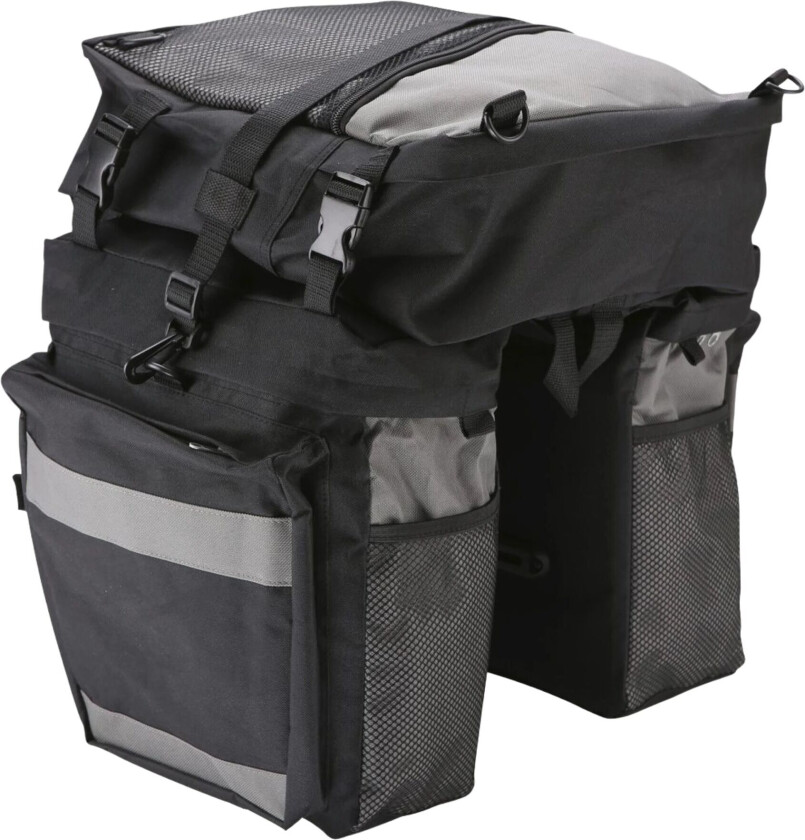 Sykkelveske, trippel Black/Gray w/reflect