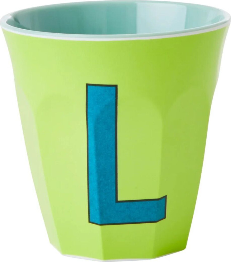 Rice melaminkopp medium bokstav L 30 cl Lime green