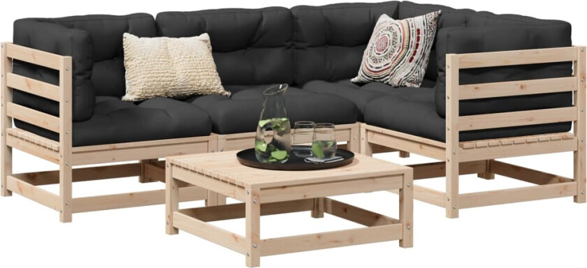 Hagesofasett 5 deler heltre furu