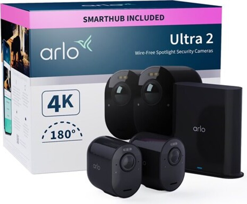 Arlo Ultra 2 spotlight camera - 2-pack Svart