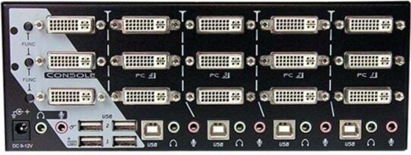 4 Port Triple Monitor DVI USB KVM Switch with Audio & USB 2.0 Hub