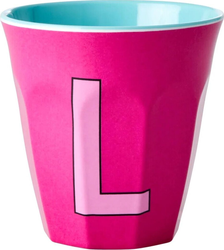 Rice melaminkopp medium bokstav L 30 cl Fuchsia