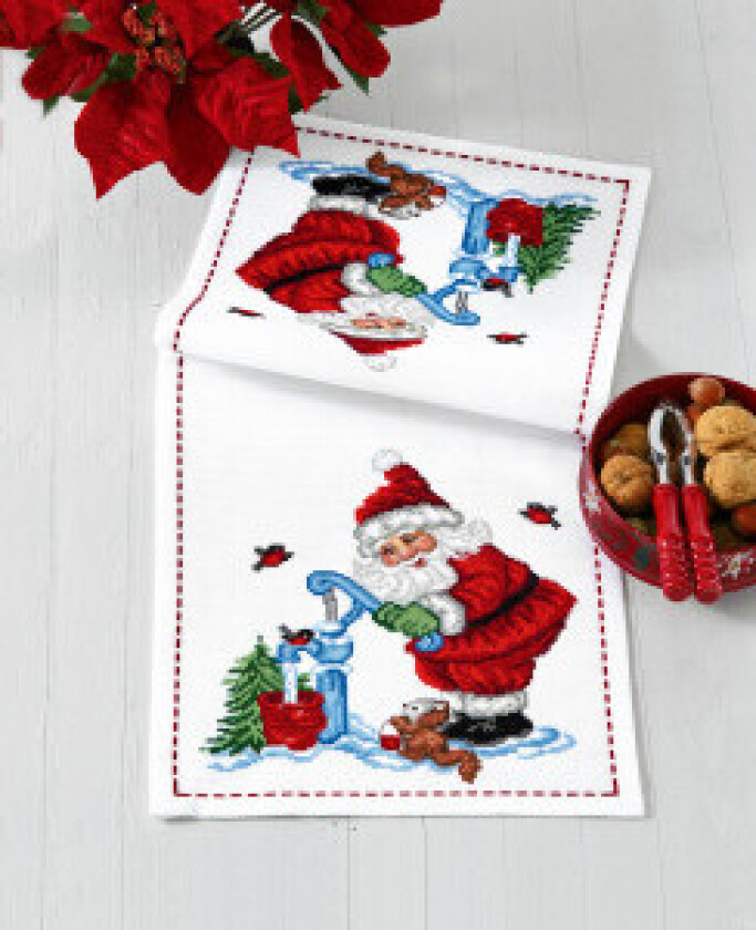 Broderikit Julekalender Nisse v/vandpost 27x64cm