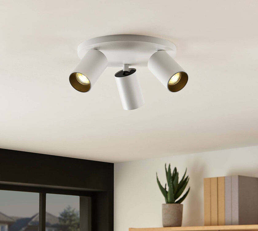 Brinja takspot, rund, 3 lyskilder, hvit