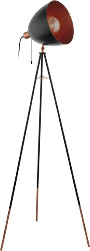 Chester gulvlampe, sort/kobber