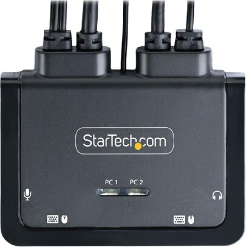 2-Port USB-C Cable KVM Switch 4K 60Hz DisplayPort Output Compact KVM with 4ft/1.2m USB Type-C/Audio Integrated Cables Bus Powered