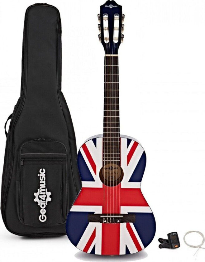 Gear4Music Junior 1/2 Klassisk Gitar Union Jack Pakke fra Gear4music