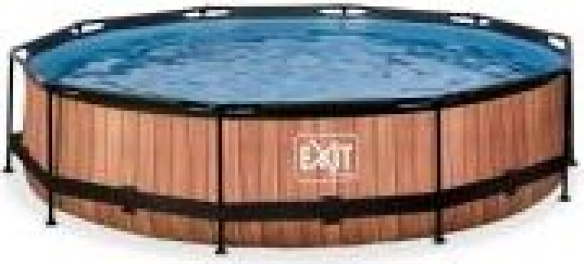 EXIT Wood pool ø360x76cm with filter pump - brown, 6125 l, Innrammet basseng, Voksen og barn, 5 person(er), Værbestanding, Brun
