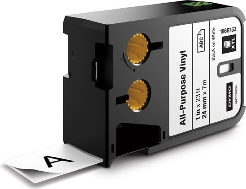 Dymo Tape Vinyl 24mm Svart/hvit - Xtl