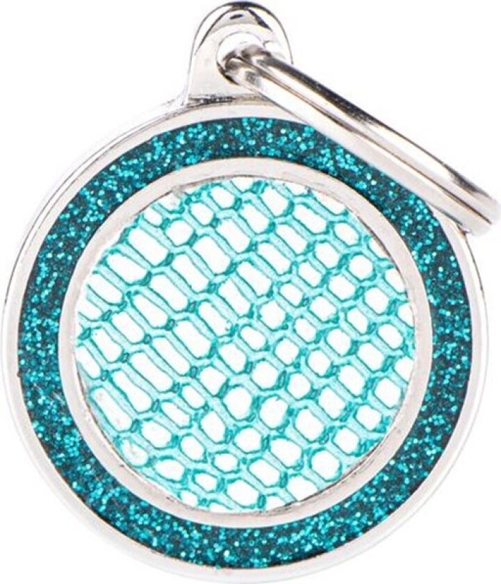 Shine "Medium Circle Saint Tropez Turquoise with Glitter" ID tag