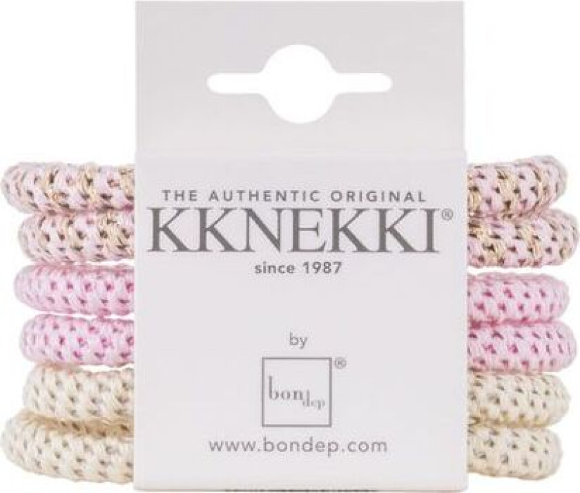 Bilde av - Hårstrikk 6 pk Slim Bundle 15 Rosa/ Natur/ Gull mix