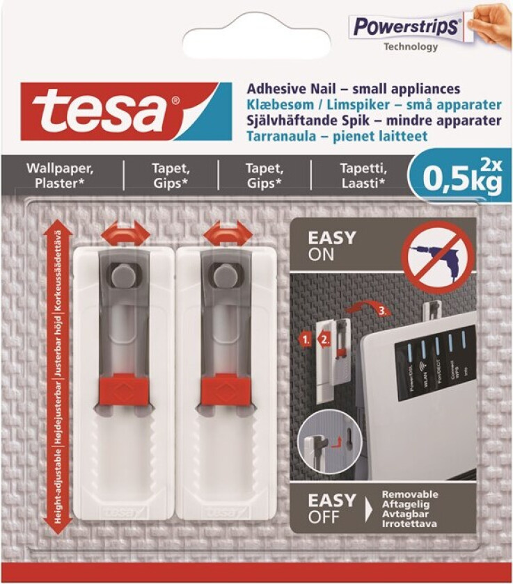 Bilde av Powerstrips limspiker, 0,5 kg, 2-pak, justerbar, hvit