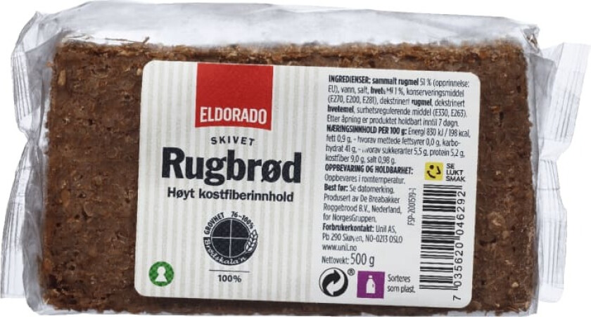 Rugbrød skivet 500g