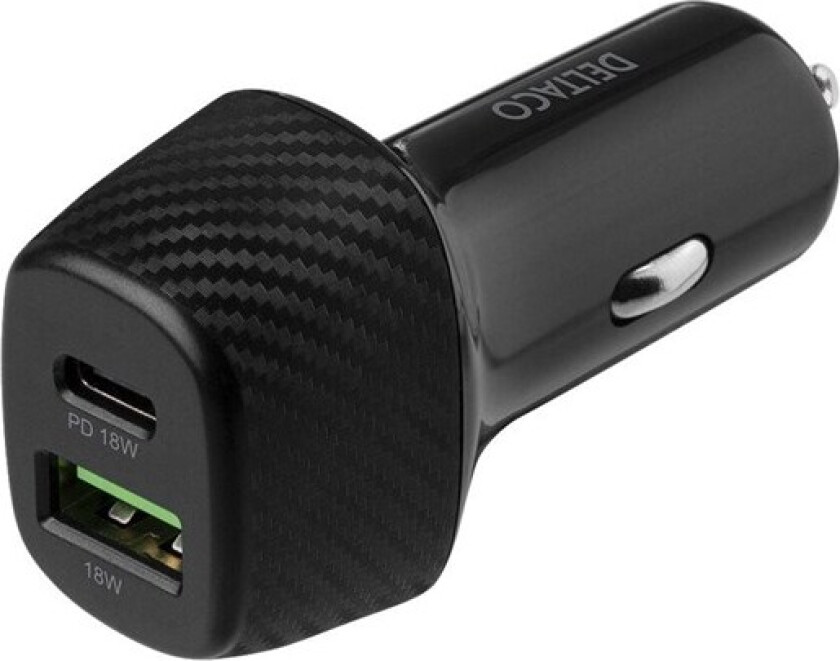 USB car charger 1x USB-C PD 18 W 1x USB