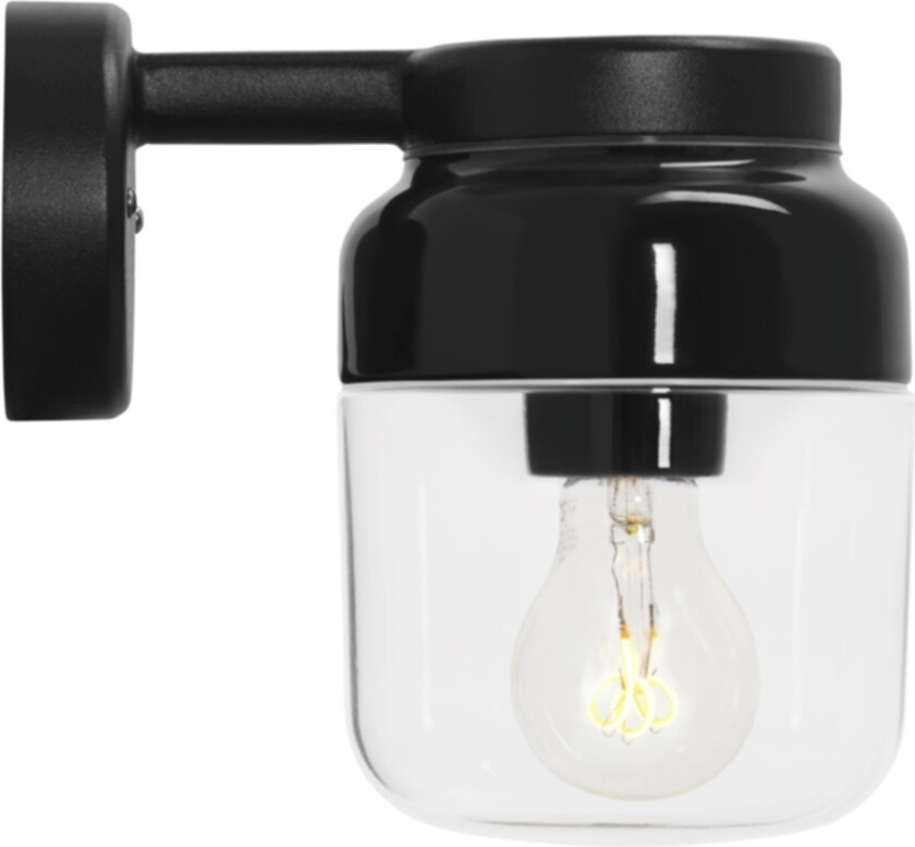 Ohm Wall Vegglampe LED E27 Svart 140/205 Klarglass IP44