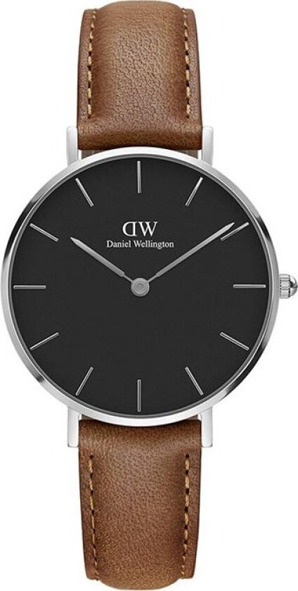 Daniel Wellington Classic Petite Durham DW00100178 - Kvarts - Sølv - Dameklokker - Skinn - Mineral