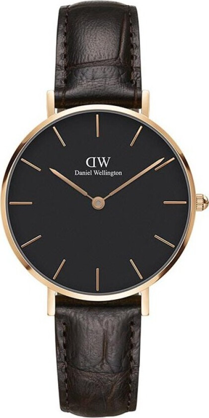 Classic Petite 32mm York DW00100170 - Kvarts - Kobber Rosegull - Dameklokker - Skinn - Mineral